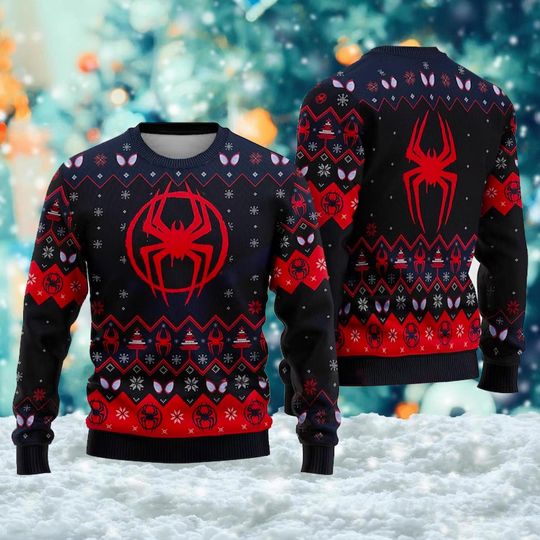 Spider Across Ugly Christmas Sweater, Spider Hero Ugly Christmas Shirt, Xmas Sweatshirt, Christmas Gift For Men Women Kid, Spider Movie Tee