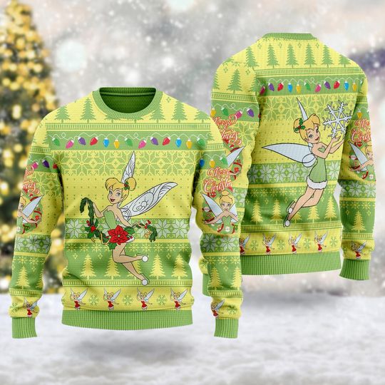 Cute Fairy Tinker Bell Ugly Christmas Sweater, Tinker Bell Movie Xmas Sweatshirt, Fairy Tinkerbell Christmas Gift For Men Women Kid