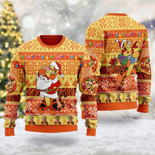 Tigger Ugly Christmas Sweater, Winnie The Pooh Xmas Sweatshirt, Tigger Character Winnie The Pooh Christmas Gift For Men Women Kid