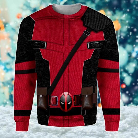 Deadpool Ugly Christmas Sweater, Superhero Christmas Sweatshirt, Deadpool x Wolverine Xmas Party Shirt, Christmas Gift for men Women kid