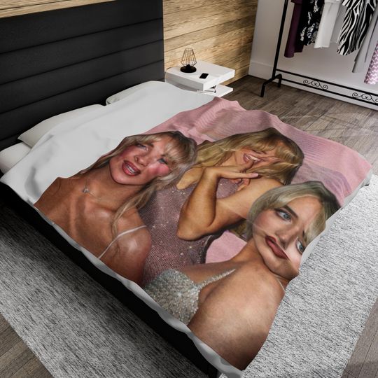 Retro Sabrina Carpenter Fleece Blanket | Short & Sweet Tour | Sabrina Tour Shirt | Concert Tour | Sabrina Merch | Sabrina Fan Gift