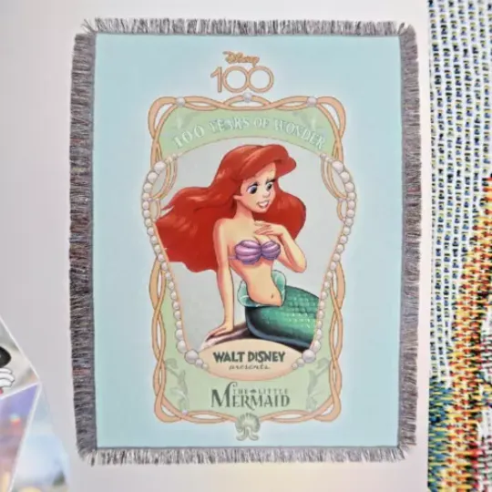 Discover Disney The Little Mermaid Ariel Tapestry Throw Blanket Woven 48x60" Wall Art 100