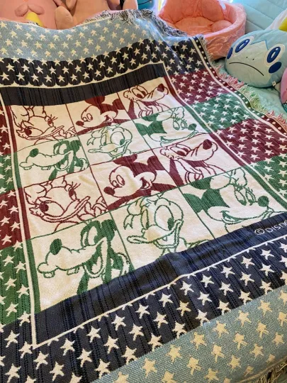 Disney Mickey Mouse Tapestry Throw Blanket Donald Minnie Goofy Pluto Daisy
