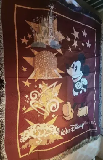 Disney World Park  Mickey Mouse Woven Tapestry Throw Blanket 50 x 60 Inch