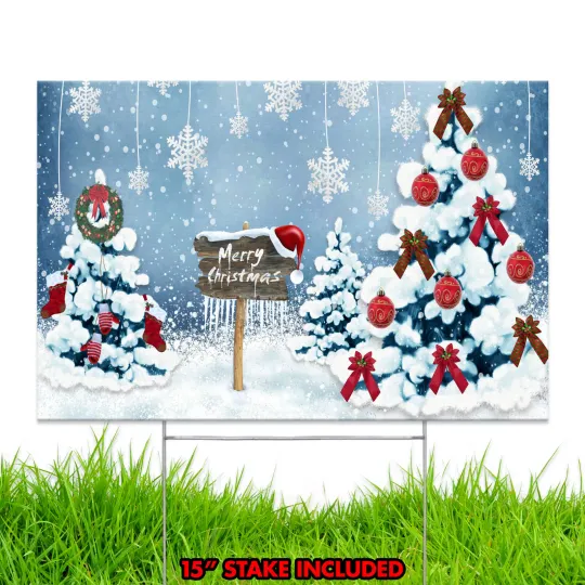 Merry Christmas Happy Holiday Xmas Season Winter Decoration Yard Sign Design