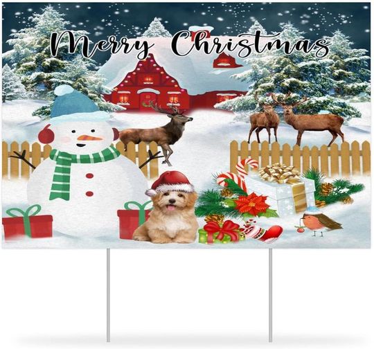Christmas Snowman Deer Dog Yard Signs Merry Christmas Yard Sign