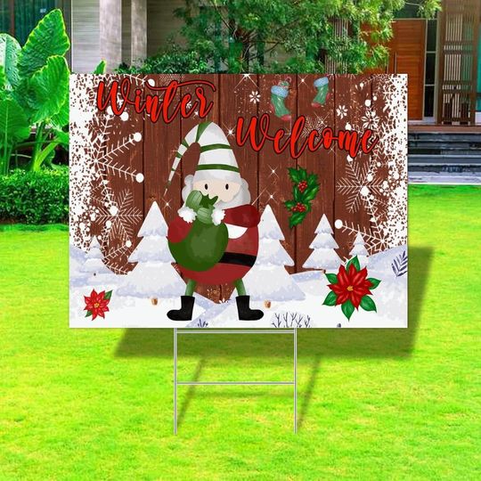 Winter Welcome Merry Christmas Yard Sign