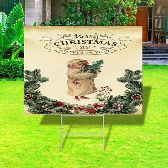Merry Christmas Santa Claus Yard Signs Victorian French Merry Christmas Yard Signs