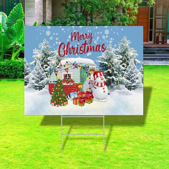 Yard Sign Merry Christmas Yard Sign Stakes Camping Christmas Garden Lawn Signs