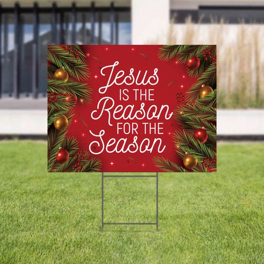 Christian Christmas Yard Sign | Jesus is the Reason Sign | Merry Christmas Sign | Christmas Gift