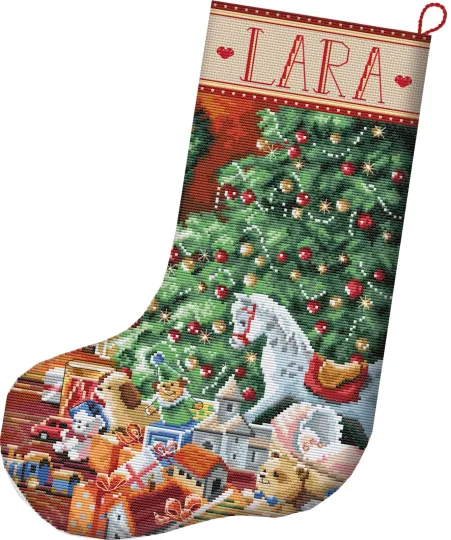 DIY Needlepoint Counted Cross Stitch "Cozy Christmas Stocking" Embroidery Kit