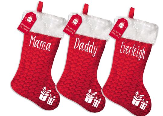 Personalised familly christmas snowflake xmas stocking & santa sack set your name or tex kids adults pets cat dog paw print - PRESENTS