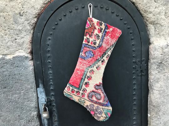 Christmas Stocking, Vintage Socks, Turkish Rug Stockings, Santa Claus Stockings , Mr Angel Handmade, Angelofrugs Stocking , Decorative Socks