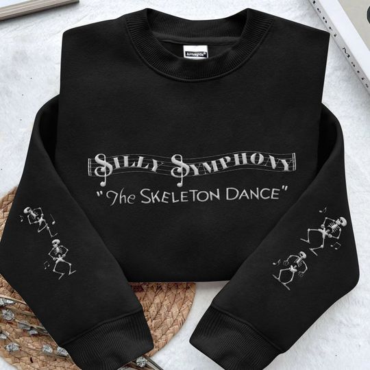 Embroidered The Skeleton Dance Silly Symphony Sweatshirt,  Halloween Skeleton Embroidery Sweater, Disneyland Vacation, Magic Kingdom