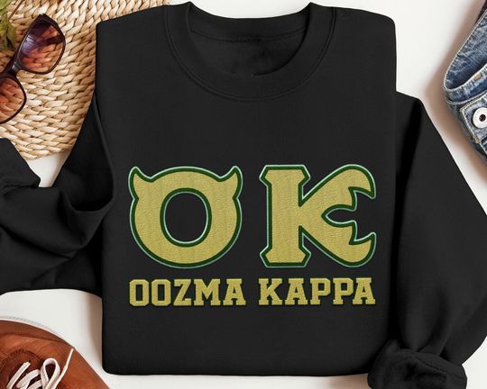 Embroidered Ok Oozma Kappa Member Sweatshirt,  Monster Inc University Embroidery Sweater, Mike Sully Terri Scott Art, Disneyland Trip