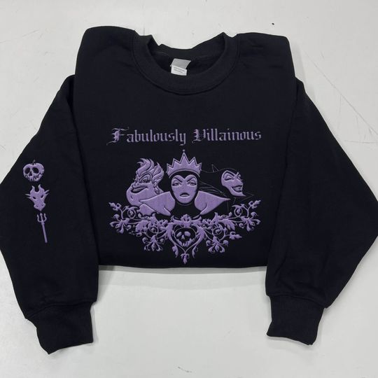 Embroidered  Villains Bad Witches Club Sweatshirt, Maleficent Ursula And Evil Queen Embroidery, Disneyland Family Trip, Magic Kingdom