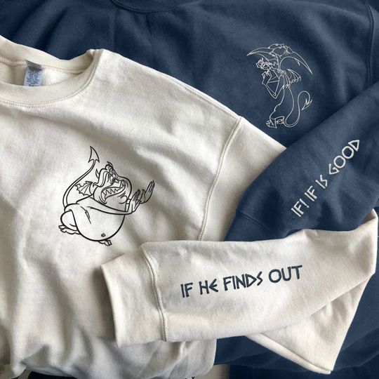Embroidered Pain And Panic If He Finds Out If If Is Good Sweatshirt, Hercules  Villains Sweater, Couple Matching, Anniversary Gift