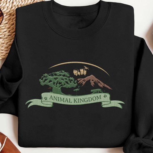 Embroidered Animal Kingdom Sweatshirt, Disney Safari Mode Embroidery Sweater, Disney Parks Trip, Magic Kingdom, Disneyland Family Vacation