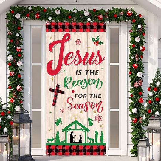 Christmas Jesus Religious Door Cover