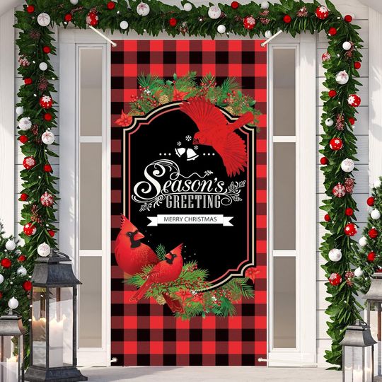 Merry Christmas Cardinal Door Cover
