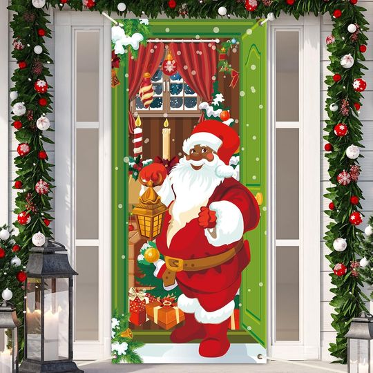 African Christmas Door Cover Santa Claus Door Cover