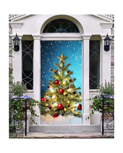 Christmas Tree Decoration Door Cover, Christmas Tree Outdoor Decorations, Xmas Door Decor, Best Gifts