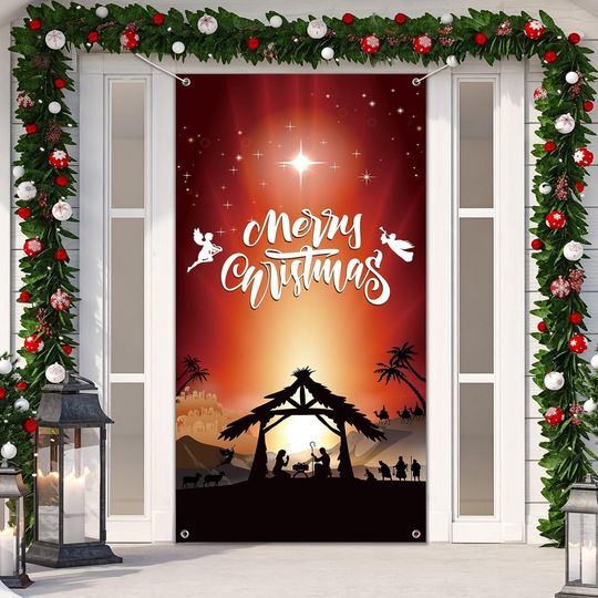 Christmas Nativity Door Cover Decoration & Christmas Nativity Garage Door Cover
