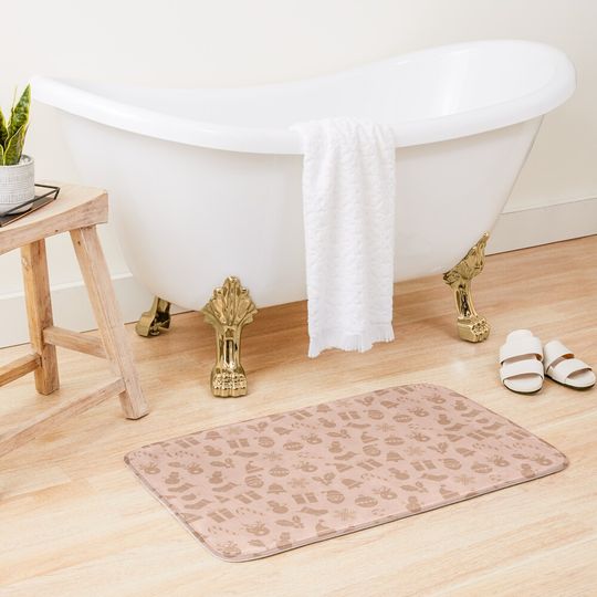 Christmas Icon Pattern Bath Mat