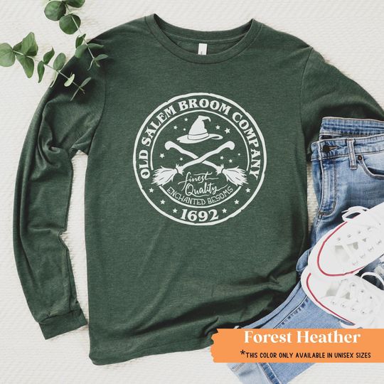 Old Salem Broom Company Long Sleeve Shirt / Halloween Witch Long Sleeve / Salem Witch Shirt / Halloween Salem / Unisex Men Women