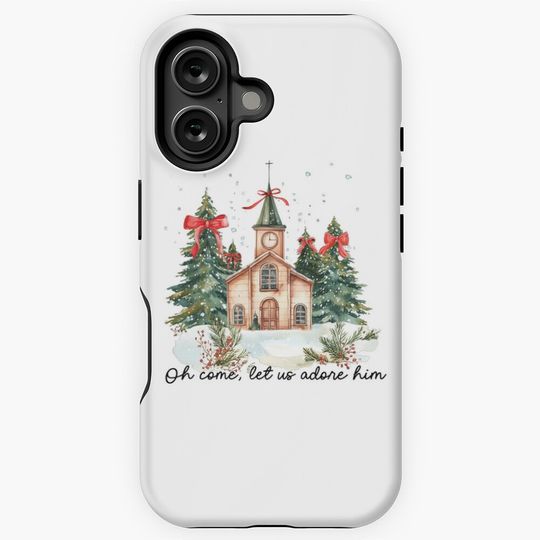 Oh Come, Let Us Adore Him Funny Chrismas Jesus iPhone Case