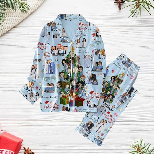 Grey Anatomy Pajamas Set, Grey Sloan Pajamas Pants, Doctor Grey Pajamas, Grey Anatomy Holiday Pajamas, Meredith Grey Christmas Pajamas
