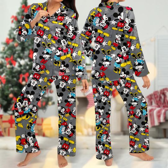 Mickey Mouse Pajamas, Animated Mouse Women Pajamas Shirt, Minnie Mouse Shirt, Cartoon Pajamas Set, Magic Kingdom Gift