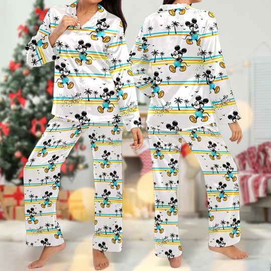 Mickey Mouse Tropical Pajamas, Mickey Mouse Shirt, Mouse Cartoon Pajamas Set Women, Magic Kingdom Family Trip T-Shirt