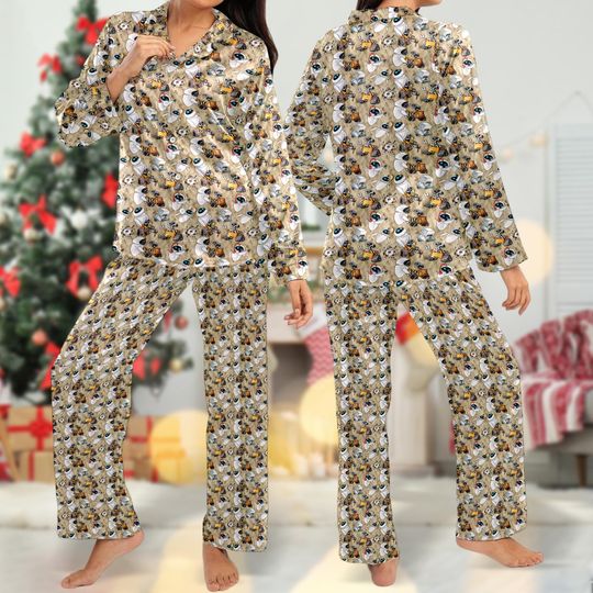 Wall-E and Eve Pajamas, Funny Robot Pajamas Set Women, Wall-E Long Pajamas Shirt, Magic Kingdom T-Shirt, Family Vacation Gift