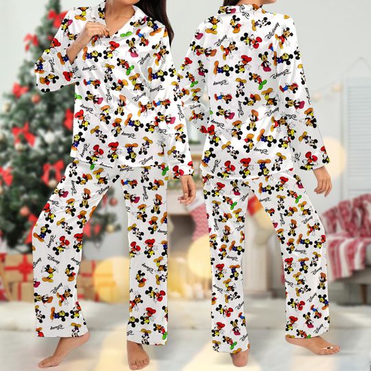 Mickey Mouse Pajamas, Mouse Minnie Pajamas Set, Mickey Cartoon Women Pajamas Shirt, Magic Kingdom Shirt, Movie Family Vacation Gift