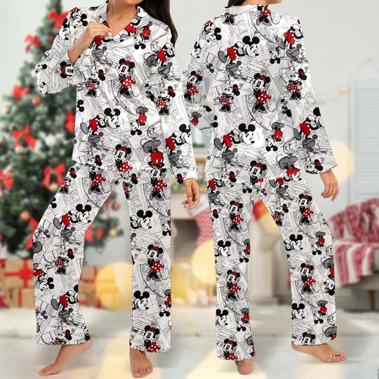 Cute Mickey Mouse Pajamas, Animated Minnie Mouse Shirt, Cartoon Pajamas Women Set, Magic Kingdom T-Shirt, Christmas Family Trip Gift