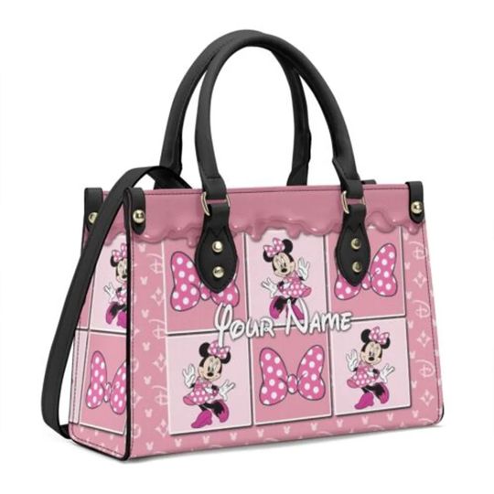 Disney Minnie Pink Leather, Custom Disney Shoulder Bag Wallet