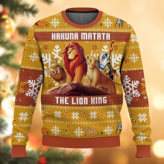 Christmas The Lion King Ugly Sweater, Simba Nala Christmas Sweater, Disney Movie Xmas Sweater, Lion Family Sweater, Hakuna Matata Shirt