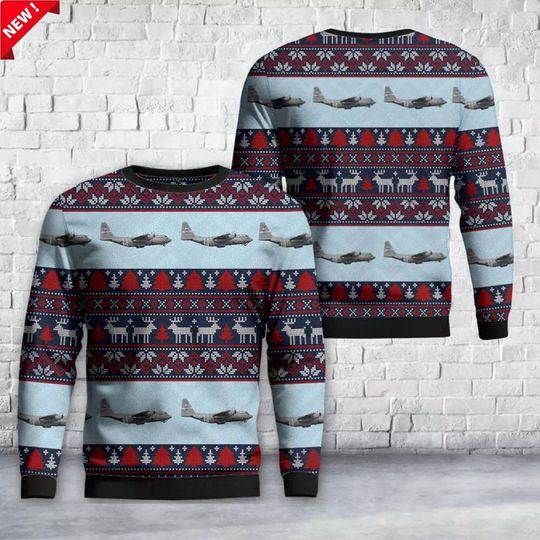 US Air Force C-130 Hercules 3D Christmas Sweater - Festive Holiday Design