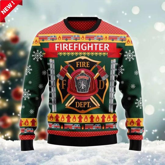 Firefighter 3D Christmas Sweater - Fire Dept. Holiday Design