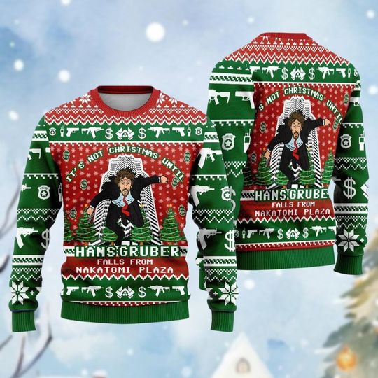 Christmas Nakatomi Plaza Ugly Sweater, Hans Gruber Xmas Sweater, Vintage 90S Movie Shirt, Alan Rickman Holiday Tee, Gift For Men Women
