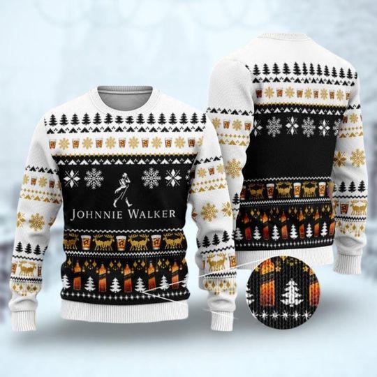 Christmas Johnnie Walker Whiskey Ugly Sweater, Mens Drinking Sweater, Christmas Whiskey Shirt, Wine Christmas Shirt, Holiday Sweater