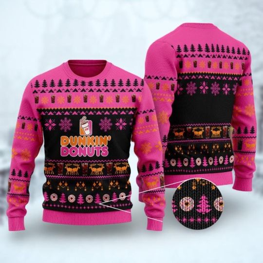 Christmas Dunkin Donuts Ugly Sweater, Donuts Coffee Christmas Shirt, Christmas Family Sweater, Christmas Cheers To New Year Shirt