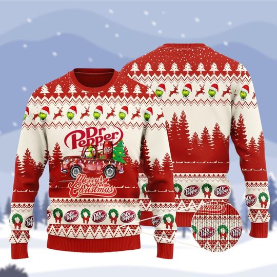 Dr Pepper Christmas Sweater Funny, Soda Lovers Sweater, Diet Dr Pepper Xmas Sweater, Soft Drink Sweaters, Beverage Holiday Sweater