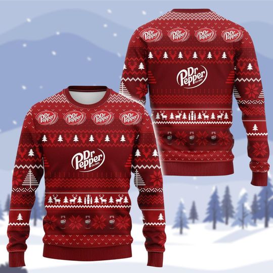 Dr Pepper Ugly Sweater, Soda Lovers Sweaters For Women, Diet Dr Pepper Xmas Sweater, Dr Pepper Fan Sweater, Soft Drink Lovers Sweater