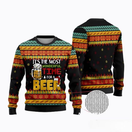 Most Wonderful Time For A Beer Christmas Sweater, Beer Ugly Xmas Sweater, Christmas Gift For Holiday, Drinking Beer Christmas Shirt