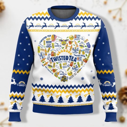 Twisted Tea Heart Ugly Sweater, Twisted Tea Shirt, Men And Women Sweater, Happy Christmas, Christmas Crewneck, 3D All Over Print Shirt