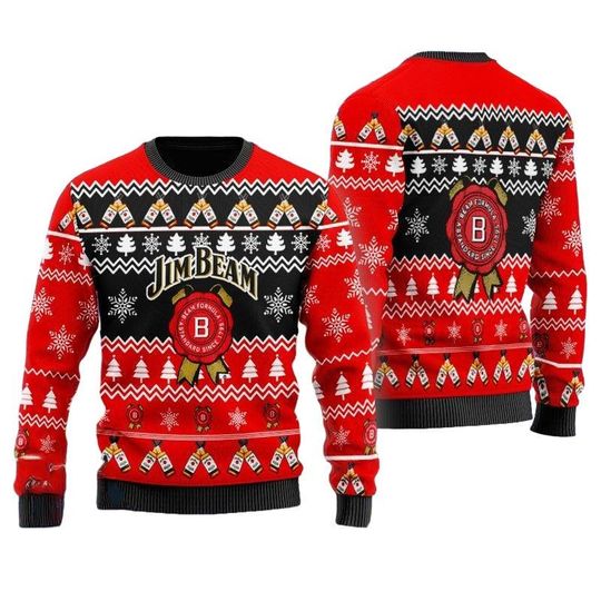 Christmas Jim Beam Whiskey Ugly Sweater, Jim Beam Men Sweater, Drinking Party Shirt, Whiskey Shirt, Xmas Holiday Trip, Christmas Gifts
