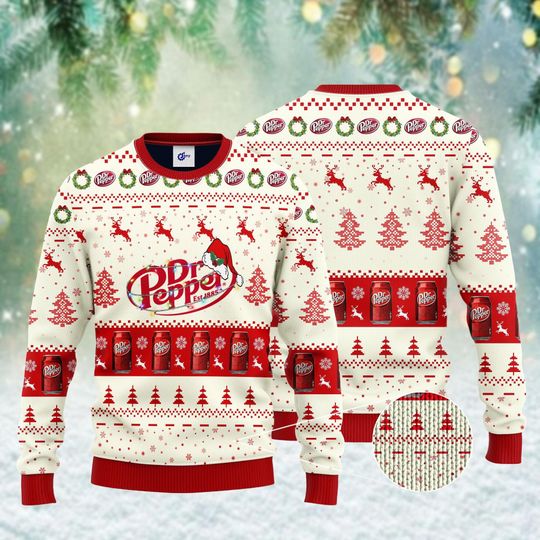 Christmas Dr Pepper Ugly Sweater, Dr Pepper Santa Xmas Sweater, Dr Pepper Ugly Christmas Sweater, Dr Pepper Holiday Sweater