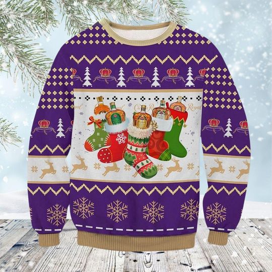 Crown Royal Xmas Socks Christmas Ugly Sweater, Royal Whiskey Xmas Shirt, Funny Xmas Sweater, Holiday Drinking Gift, Alcohol Clothing
